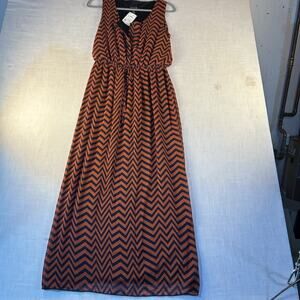 Enfocus Mixed Print Sleeveless Elastic Maxi Dress Sz 8 Geometric Blue/Orange